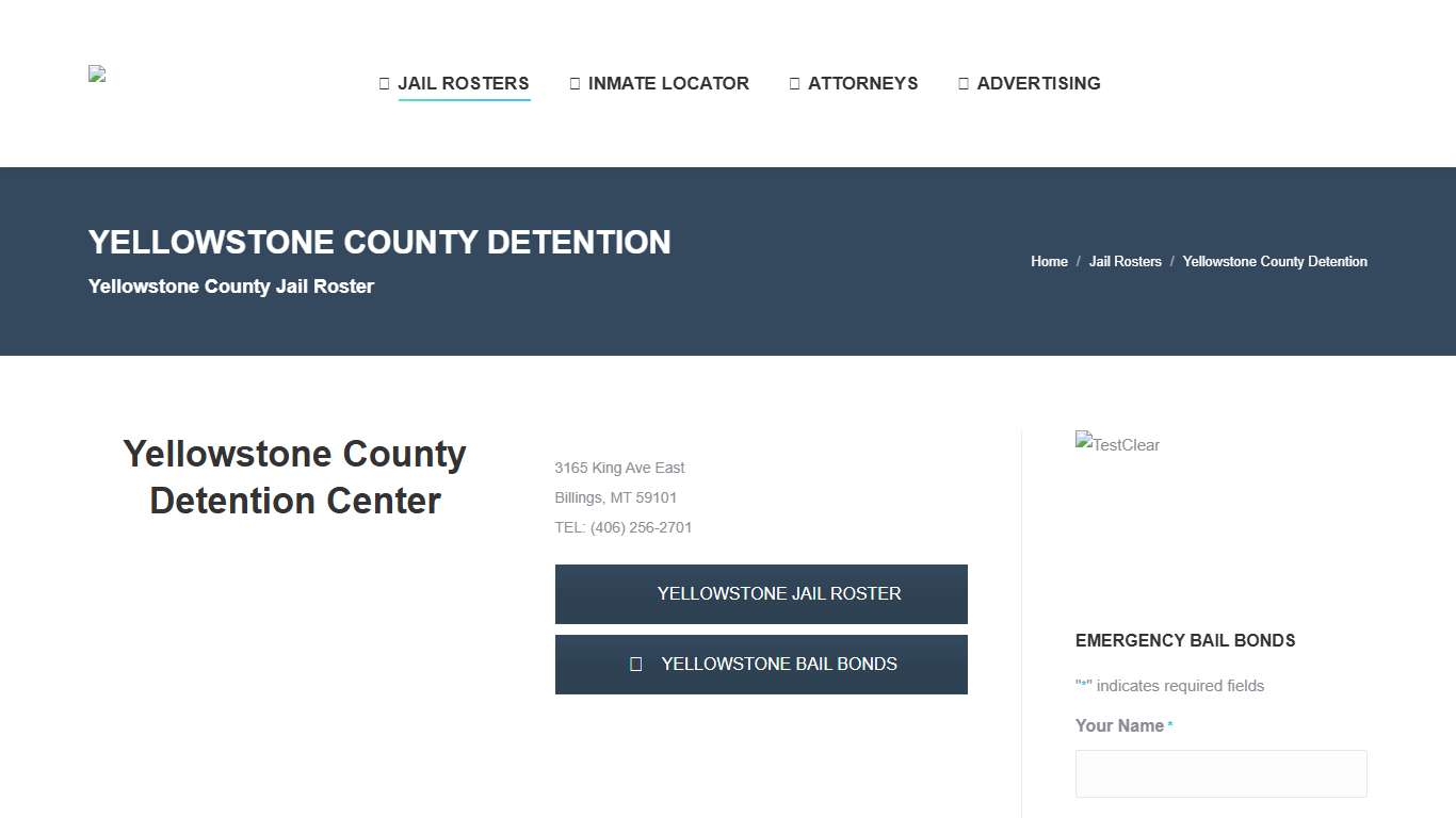 Yellowstone County Detention - MONTANA JAIL ROSTER