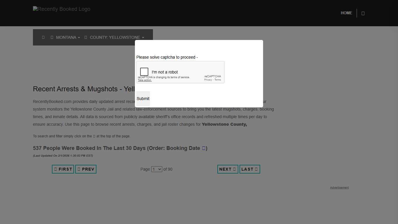 Yellowstone County, Montana Mugshots RecentlyBooked.com